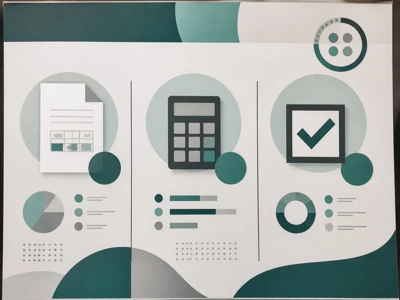 Infografía abstracta de gastos deducibles del IRPF: factura, calculadora y casilla de verificación